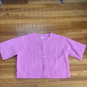 Aerie unreal short sleeve cardigan in raspberry